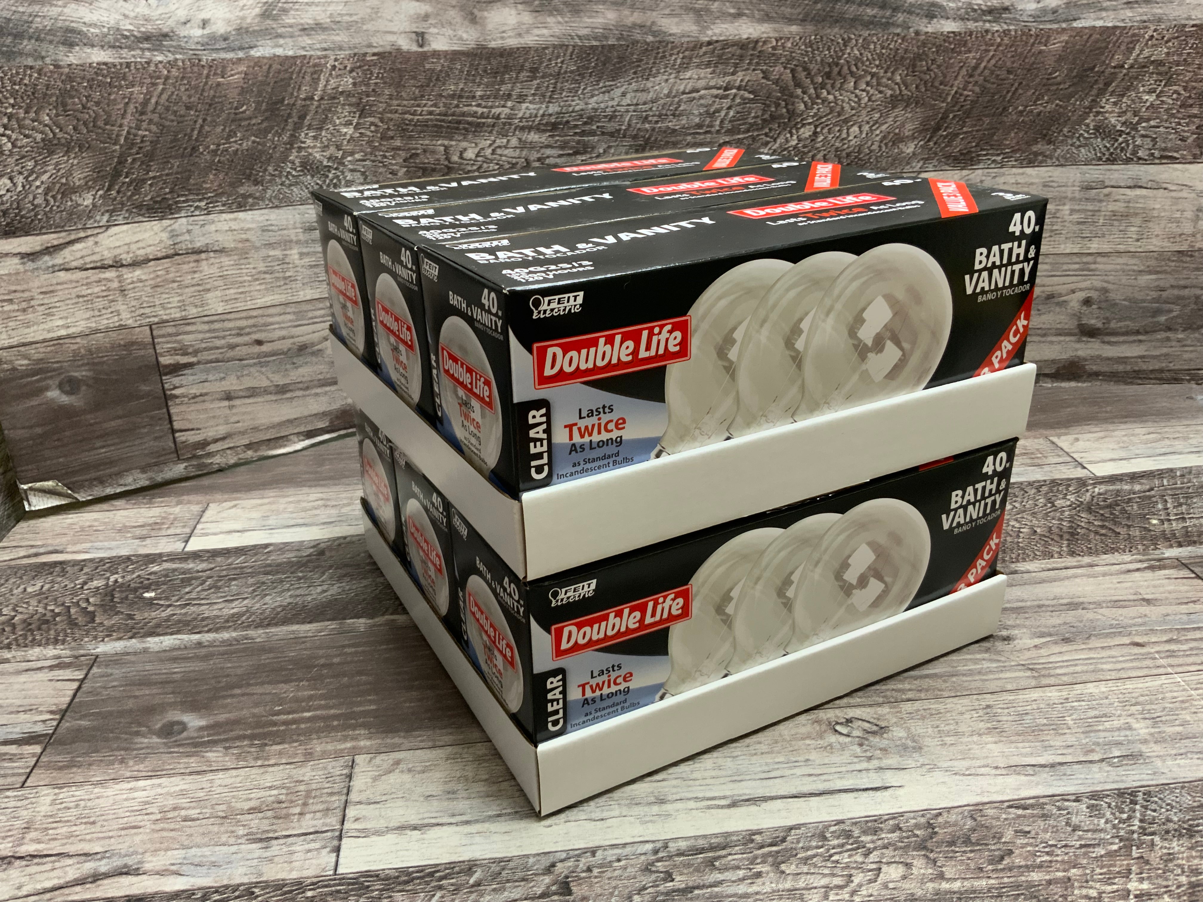 Feit 40G25/3 Long Life Vanity Globe Light Bulbs Clear (6 Boxes, 18 Lightbulbs) (8130605842670)